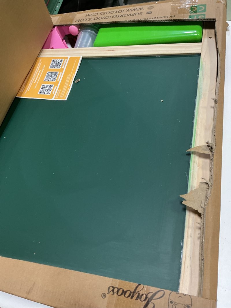 Condition photo showing Good Condition for JOYOOSS Easel for Kids Art Easel for Toddlers,Wooden Kid Easel with Paper Roll - Chalkboard for Kids Adjustable Double Sided Kid Dry Erase Board,Outdoor Art Easel Toddler Kids Easel w Pink Tray