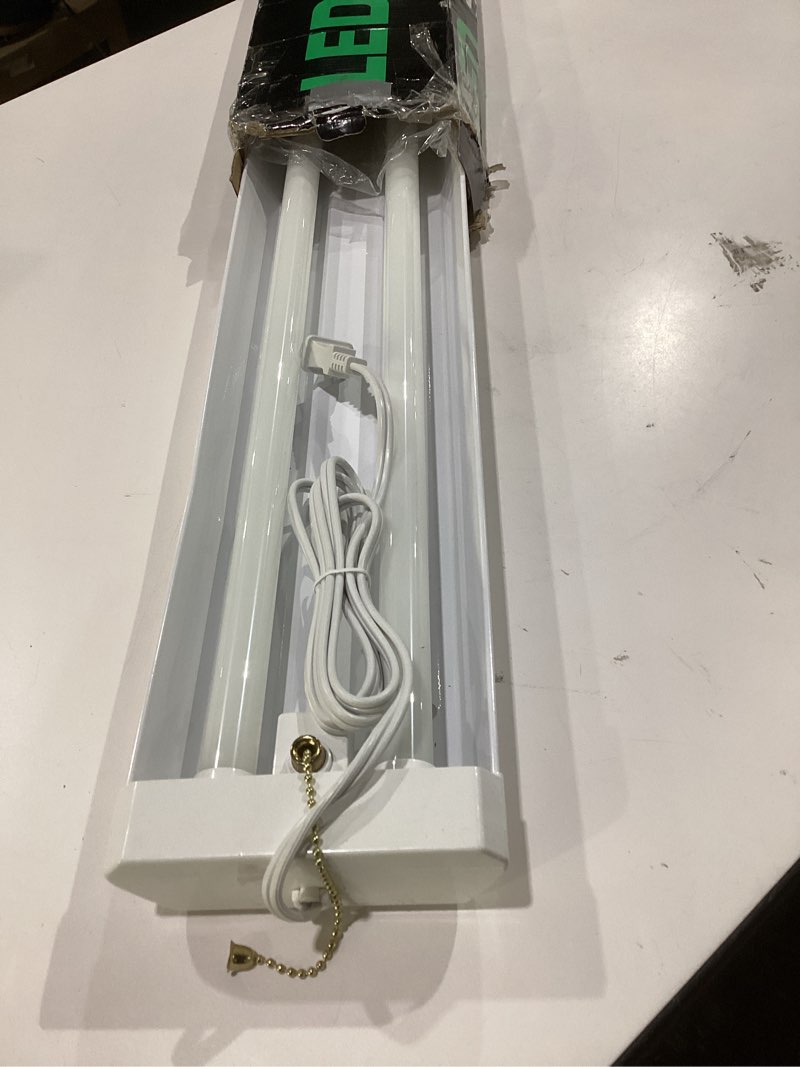 Condition photo showing As Is for maxlite shop light 48\" 42w 120v 5000k, white (sl2-48421-50) 2 tube, not tested