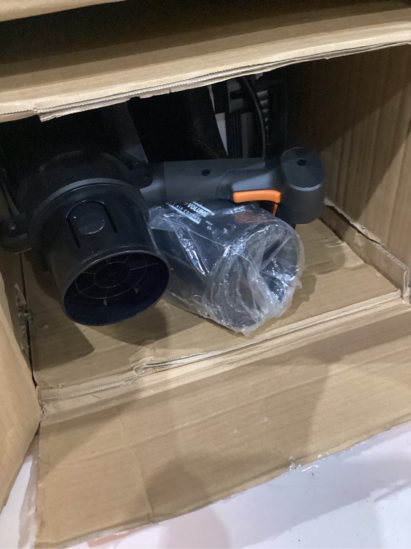 Condition photo showing As Is for worx nitro wg572 80v cordless leaf blower, backpack blower with 800cfm & 150mph, electric blower for lawn care with brushless motor & variable air control, 4 batteries & basecamp charger included 800cfm 80v blower w/(4)5.0 ah batteries