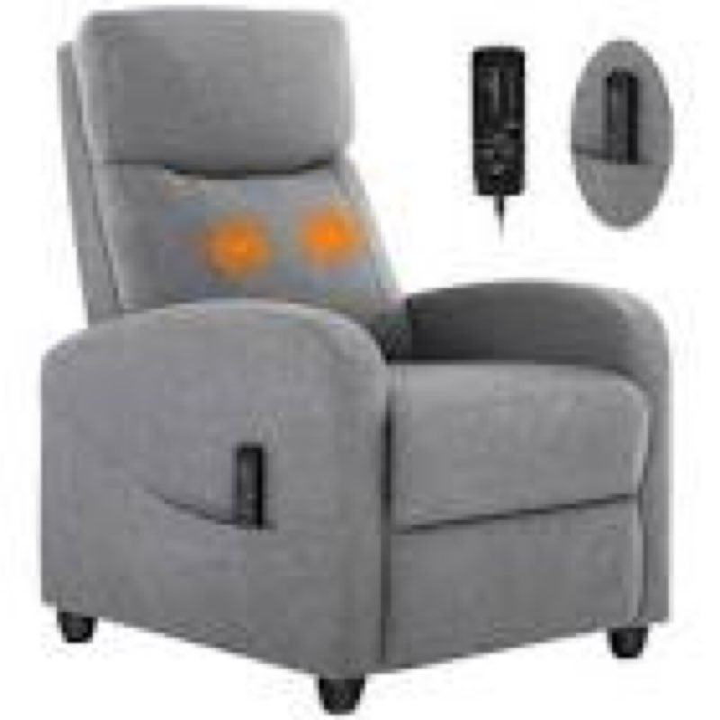 Smug Recliner Chair for Living Room, Linen Recliners, Home Theater Seating with Lumbar Support with Adjustable Backrest and Footrest, Modern Living Room Furniture with Padded Seat Backrest, Grey