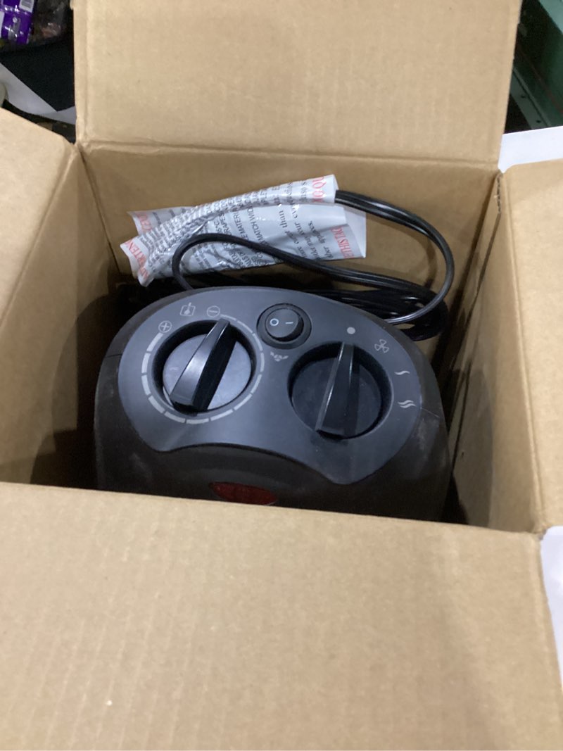 Condition photo showing As Is for used not tested amazon basics oscillating heater with adjustable thermostat black