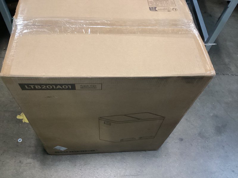 Condition photo showing New/Like New for songmics trash can, 2 x 8 gallon (2 x 30 l) garbage can for kitchen, with 15 trash bags, 2 compartments, plastic inner buckets and hinged lids, airtight, almond color ultb201a01 version 1 almond color