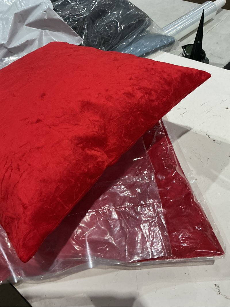 Condition photo showing Good Condition for the homecentric 12 x 12 inch (11.8 x 11.8 in) red decorative pillows, velvet sofa pillows, modern solid color easter pattern, bright red