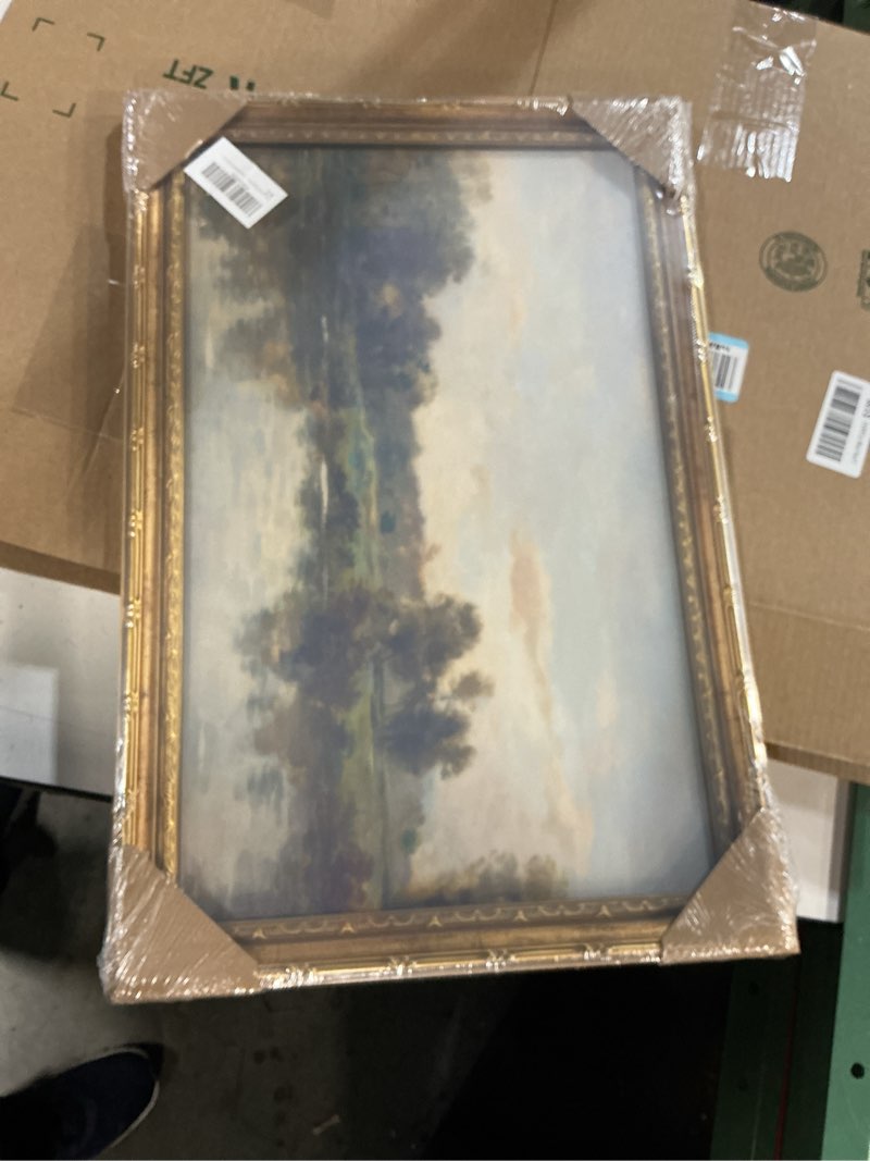 Condition photo showing New/Like New for vintage gold framed landscape wall art vintage river painting canvas prints landscape wall decor countryside painting style poster print artwork for living room bedroom home decoration lakes 24"l x 16"w