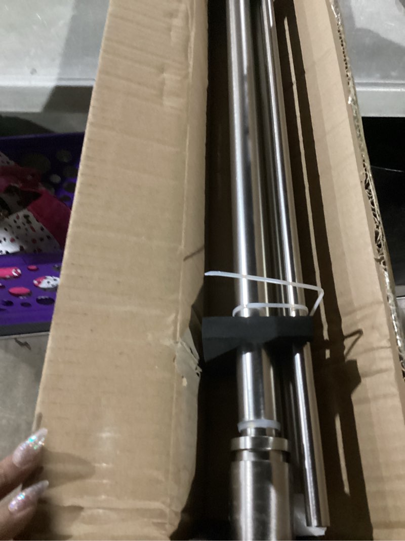 Condition photo showing Good Condition for Amazon Basics 1-inch Double Curtain Rod for Windows with Square Finials, Adjustable, 72" to 144", Nickel Finish Nickel 72" to 144" 1-Inch Double Rod