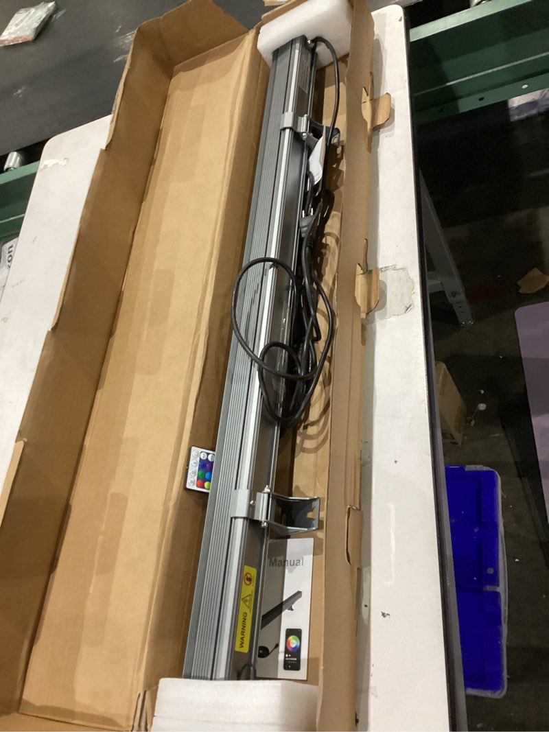 Condition photo showing As Is for Yasotek Linkable RGBCW LED Wall Washer Light, IP65 Waterproof Color Changing Light Bar for Outdoor Wall Wash, 180W Dimmable Uplight with APP & RF Remote Control, Music Sync, Timer 40" 180W RGB+Tunable White(2700-6500K)