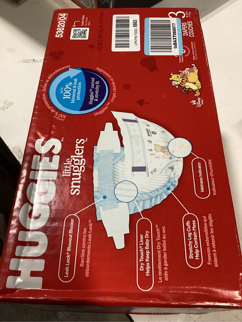 Condition photo showing Good Condition for huggies size 3 diapers, little snugglers baby diapers, size 3 (16-28 lbs), 76 count, packaging may vary size 3 76
