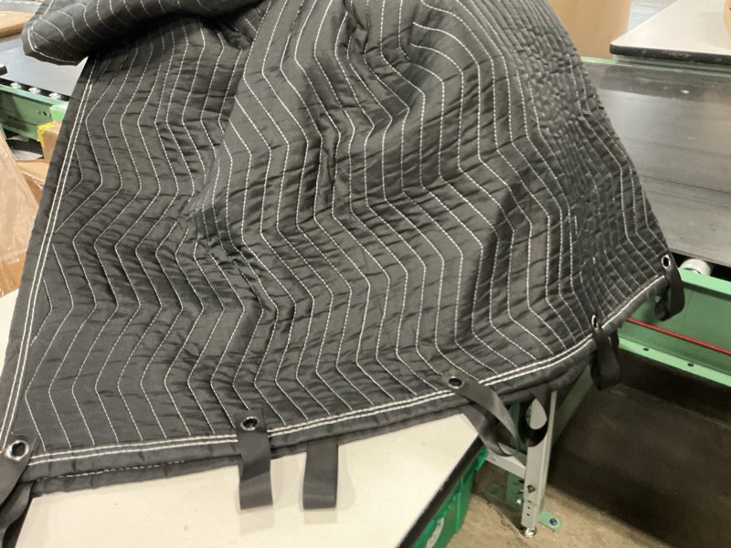 Condition photo showing As Is for hombys large sound dampening blanket, 96" x 80" sound absorbing panel with grommets for wall hanging, noise reduce curtains for recording studio use and basements, 96" x 80", black