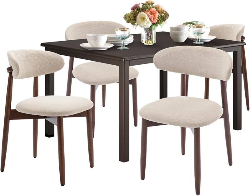 COLAMY Rectangle Wooden Dining Table Set, Mid Century Modern Kitchen Table