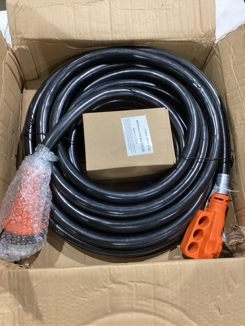 Nilight 50A 50FT Generator Extension Cord and Power Inlet Box 125/250V Heavy Duty 6/3+8/1 Gauge STW 