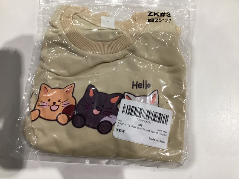 Condition photo showing New/Like New for SOLY HUX Girl's Cute Graphic Crew Neck Sweatshirt Long Sleeve Pullover Tops T Shirt 12 Years Apricot Graphic