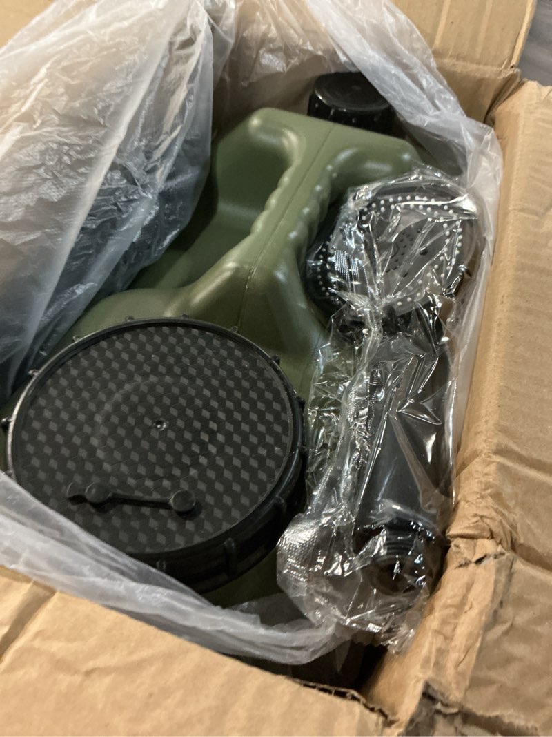 Condition photo showing Good Condition for camping shower with heater and 5-gallon water jug, 6000mah rechargeable portable shower, 1500w immersion heater with auto shut-off, rinse kit portable shower with usb solar charging panel for camping