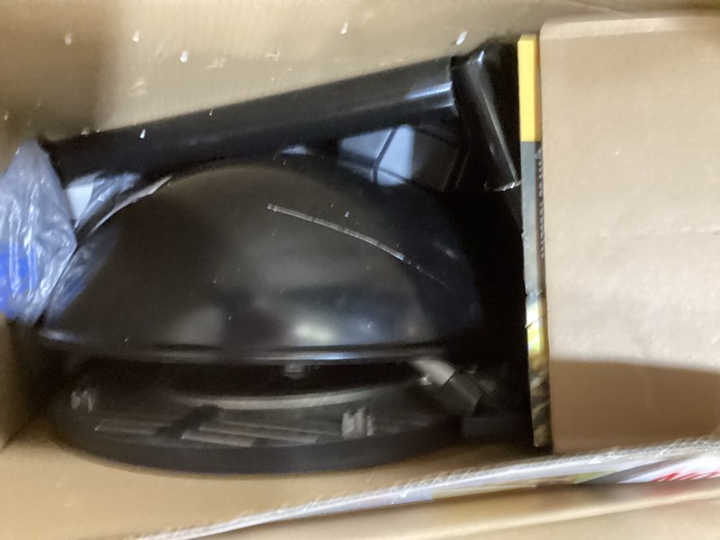 Condition photo showing As Is for george foreman indoor/outdoor electric patio grill  apartment approved  15-serving  removable stand  black