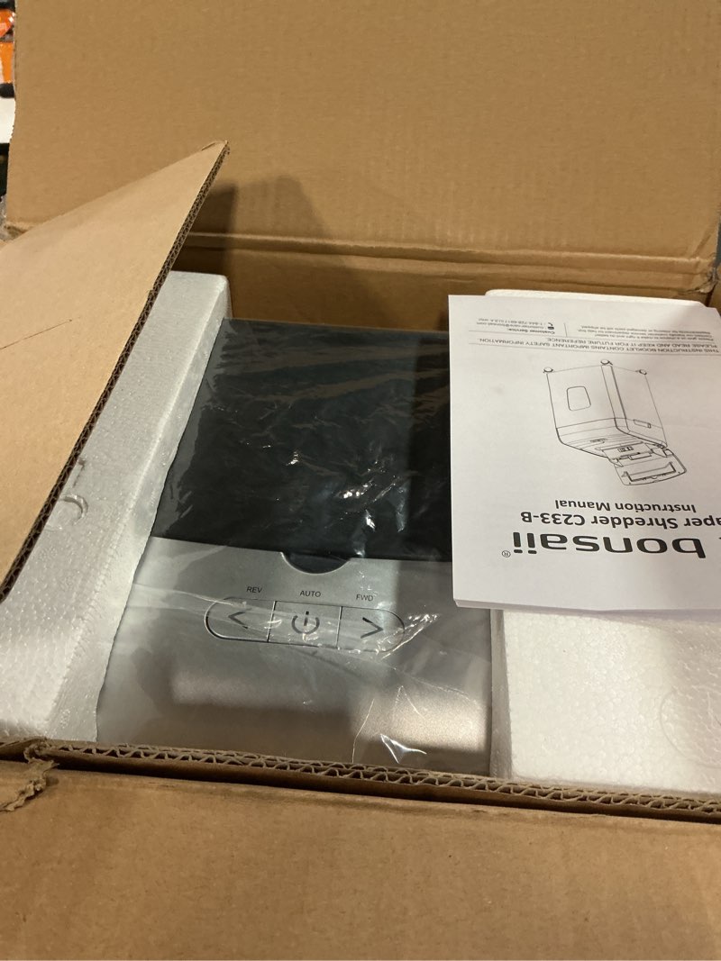 Condition photo showing Good Condition for Bonsaii 12-Sheet Micro Cut Shredders for Home Office, 60 Minute P-4 Security Level Paper Shredder for CD, Credit Card, Mails, Staple, Clip, with Jam-Proof System & 4.2 Gal Pullout Bin C266-B 12 Sheet-6 0Mins