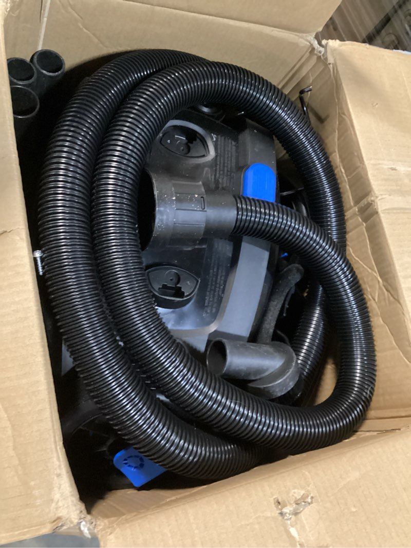 Condition photo showing As Is for Vacmaster 4 Gallon, 5 Peak HP with 2-Stage Industrial Motor Wet/Dry Floor Vacuum, VF408, Blue