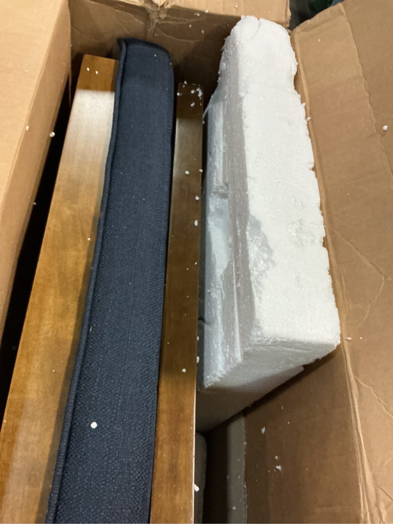 Condition photo showing As Is for befurtori large square ottoman coffee table, linen solid upholstered footrest ottoman with solid wood shelf storage tufted coffee table for bedroom living room, navy blue navy blue-29" 29"d x 29"w x 18.5"h