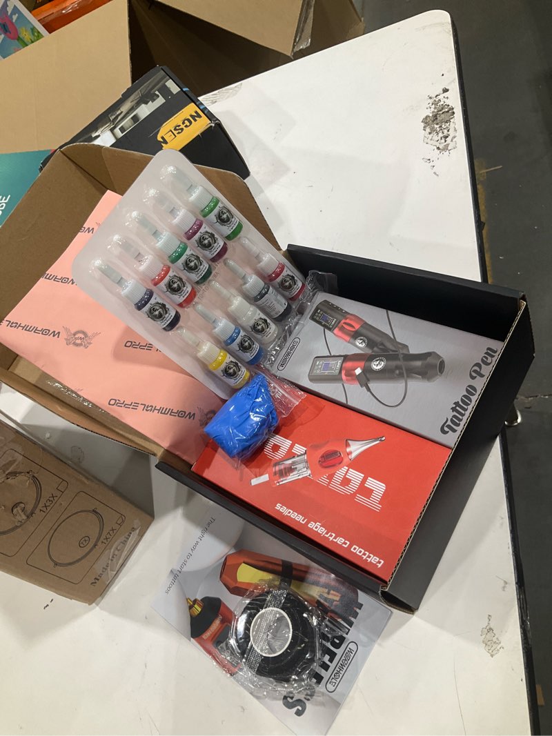 Condition photo showing Good Condition for wormhole tattoo gun kit wireless tattoo machine cordless tattoo pen kit pen-type tattoo machine kit complete with tattoo ink for professional artist beginners wtk283 black1