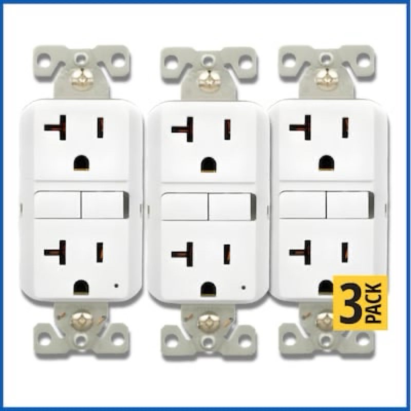 eaton 20 -amp 125-volt gfci residential decorator outlet receptacles , white 3 -pack