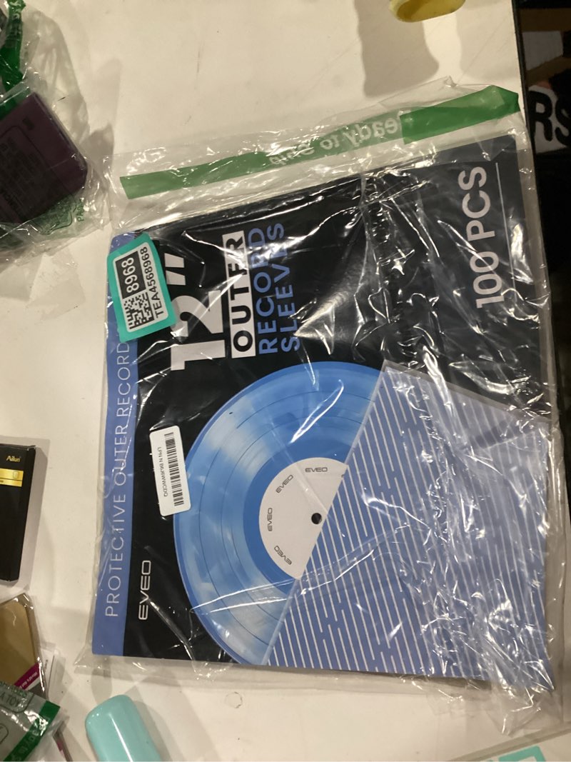 Condition photo showing New/Like New for **incomplete**eveo 100x vinyl record sleeves outer – crystal clear outer vinyl sleeves lp album covers 12.75\"x12.75\" | perfect fit protective 3 mil protection for single & double lps - archival standard outer sleeves x100 count