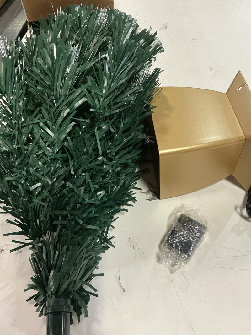 Condition photo showing Good Condition for 3ft Green Fiber Optic Christmas Tree,Pre-Lit Artificial Mini Christmas Tree, Tabletop Small Xmas Tree with Stars Holiday Home Decorations