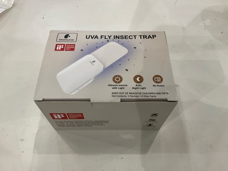 Condition photo showing New/Like New for Flying Insect Trap Indoor - Plug-in Fly Catcher and Killers Includes Refills for House Flies, Fruit Flies, Gnats,and Moths, Bug Light Killer, Cover up to 600 ft², Off-White, 2 Traps + 8 Refills