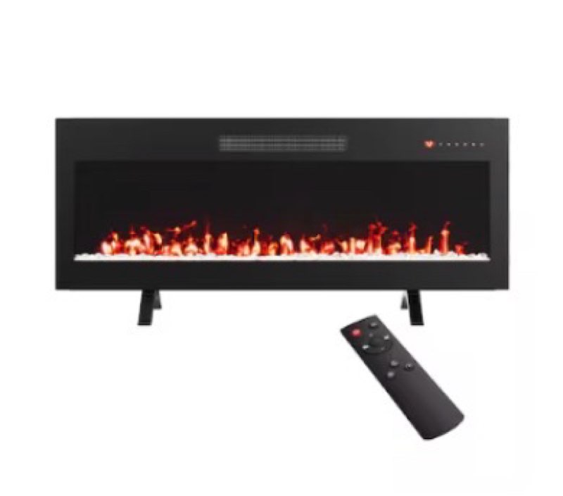Style Selections 42-in W Black Wall mount Fan-forced Electric Fireplace with Remote Control