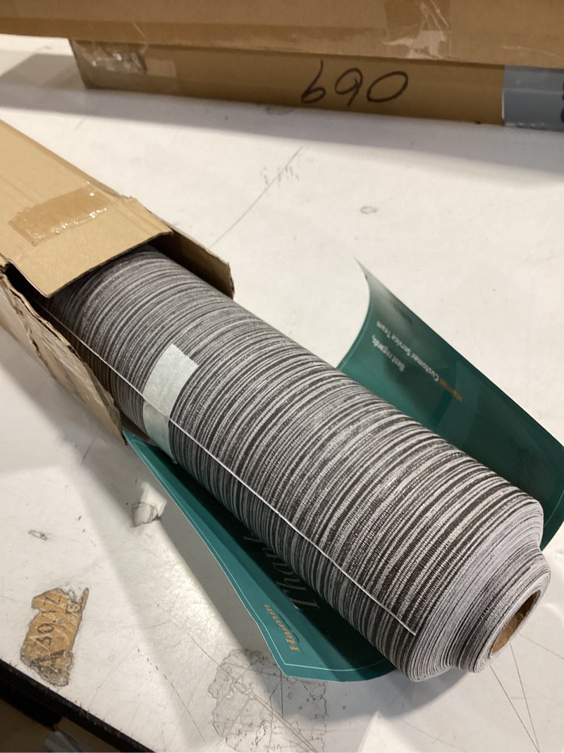 Condition photo showing Good Condition for Haimin Grasscloth Wallpaper Textured 24in X 393in Fabric Contact Paper Gray Wall Paper Textured Linen Wallpaper Peel and Stick Self-Adhesive Thick Vinyl Embossed Film Wallpaper (Gray) Gray and Black