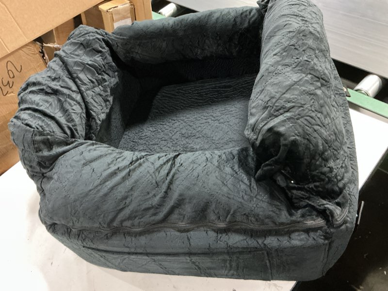 Condition photo showing As Is for eastblue dog booster car seat: elevated car seat for small medium dogs 0-35 lbs washable & safety dog travel bed with memory foam cushions for pet puppy cat black-velvet