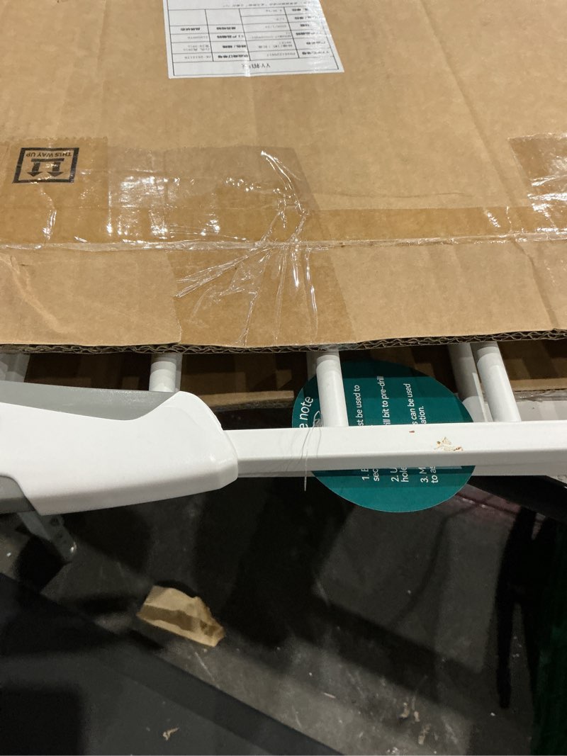 Condition photo showing As Is for babelio baby gate for stairs, kitchen & doorways, no bottom bar| easy installation| one-handed operation| auto-close| hardware mount (drill needed) safety dog gate (white - b17, 24-39" w, 28" h)