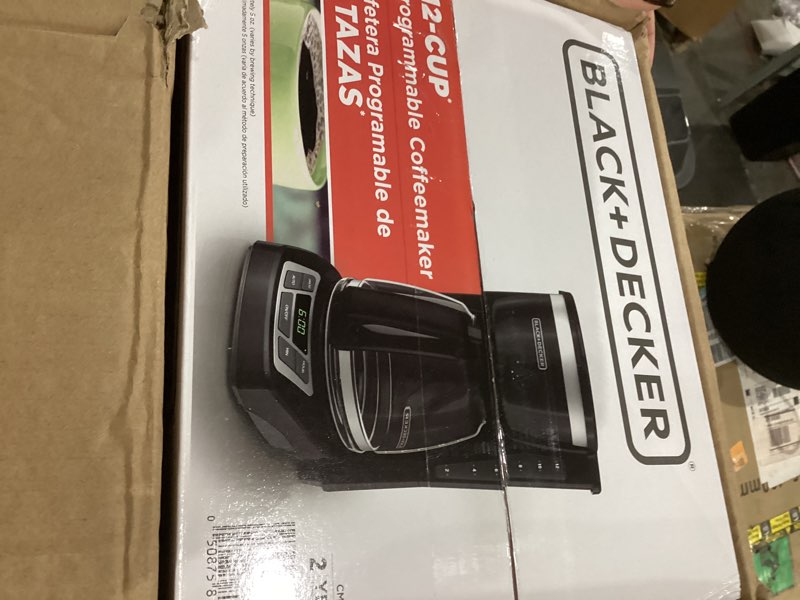 Condition photo showing As Is for BLACK+DECKER 12-Cup Digital Coffee Maker  Programmable  Washable Basket Filter  Sneak-A-Cup  Auto Brew  Water Window  Keep Hot Plate  Black