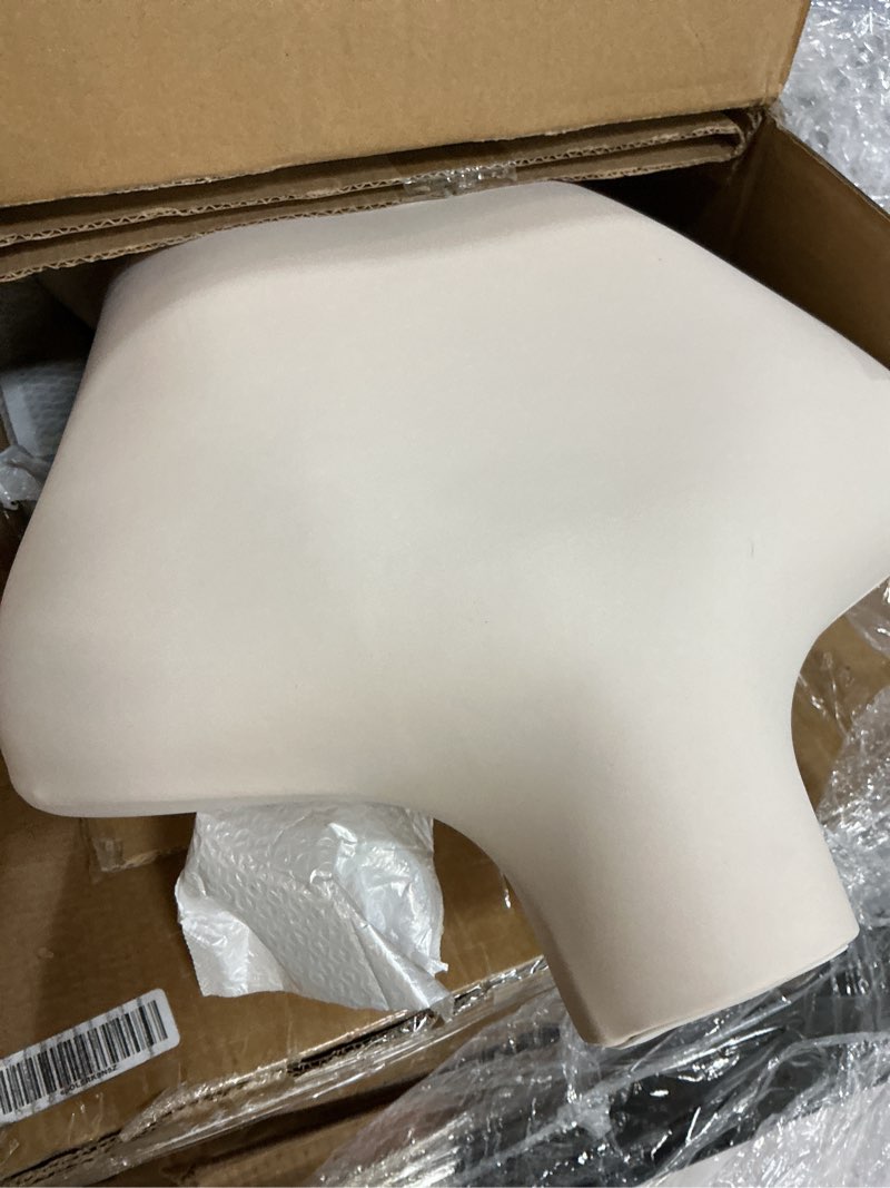 Condition photo showing New/Like New for easehome dress form mannequin, height adjustable 54”-76” leather female manikin torso,model display body stand with detachable bracket and rectangular base beige