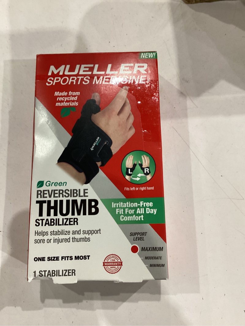 Condition photo showing Good Condition for mueller sports medicine green reversible thumb stabilizer, osfm, maximum support, sustainable, black