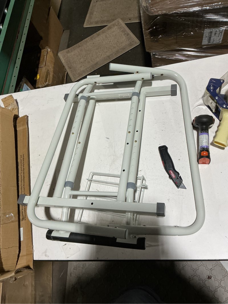 Condition photo showing Good Condition for fsa/hsa eligible, vaunn medical bathroom patented height adjustable height toilet rail grab bar and commode safety frame handle
