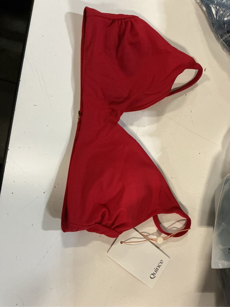 Condition photo showing Good Condition for ( only top) quince italian v-neck bikini top, s, cherry