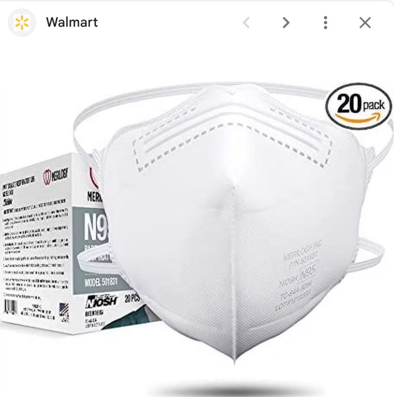 MERILOGY N95 Mask Respirator [ Made in USA ] NIOSH Certified N95 Particulate Respirators Face Mask (