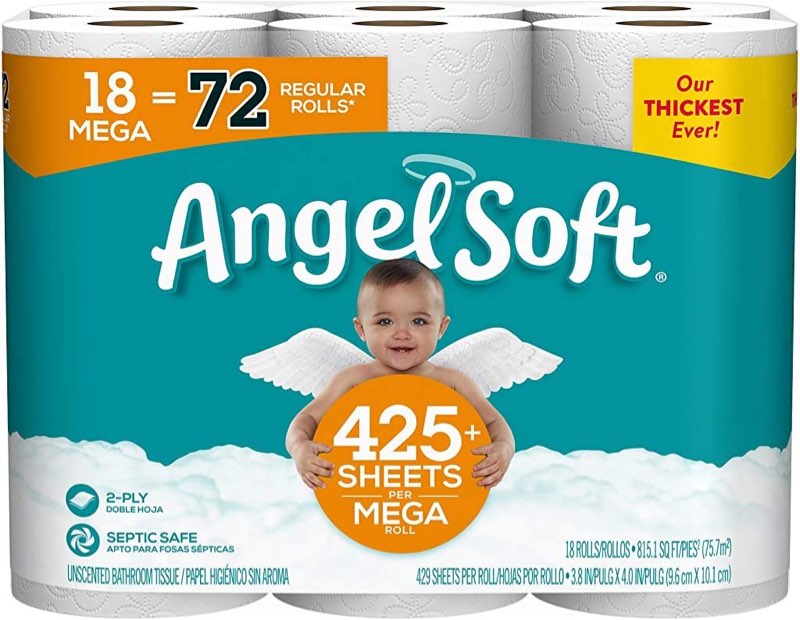 Angel Soft Toilet Paper, 72 Regular Rolls, 18 Count Mega 18 Count (Pack of 1)