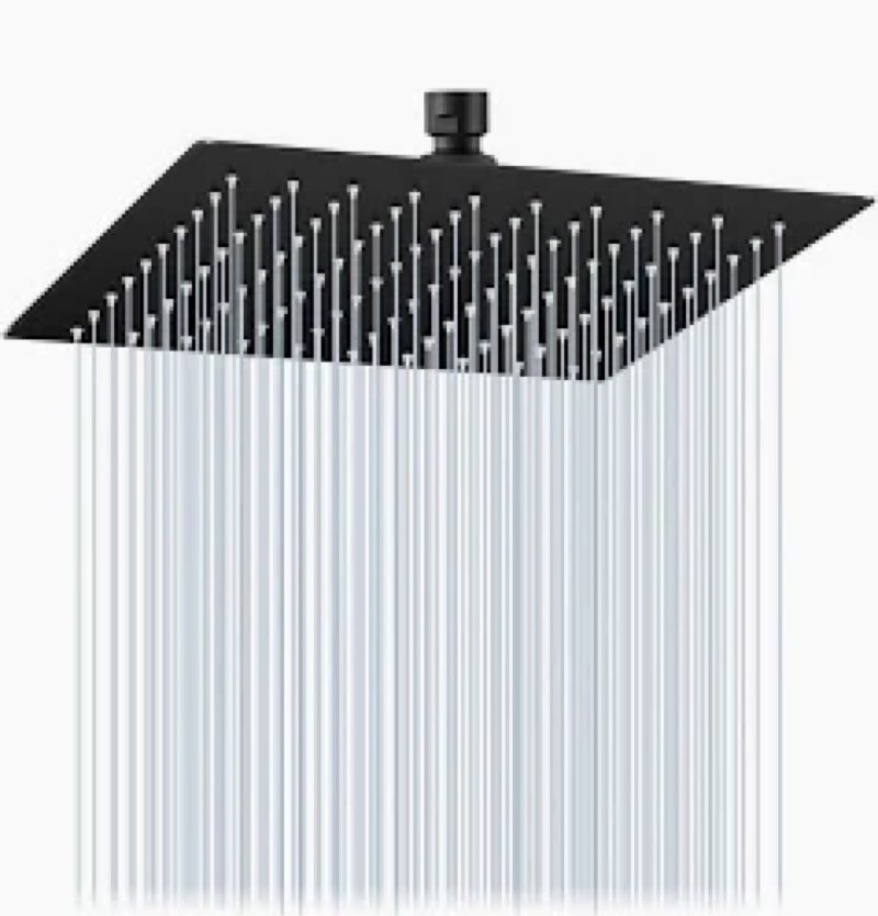 KINLIV 10" Matte Black Rain Shower Head - All Metal Stainless Steel 304, Ultra Thin Design, Modern B