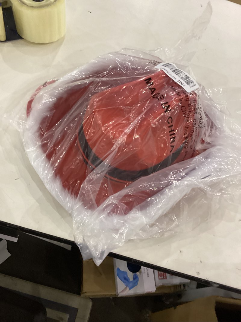Condition photo showing New/Like New for Nicky Bigs Novelties Adult Light Up Santa Claus Christmas Cowboy Hat - Light Up LED Lights Cowgirl Hats - Holiday Western Costume Accessory, Red White, One Size