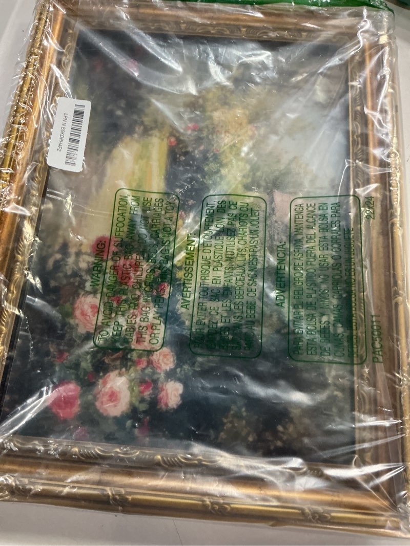 Condition photo showing Good Condition for gold framed vintage rose garden canvas wall art english cottage floral landscape painting picture wall decor nature rustic farmhouse poster print artwork for living room bedroom dorm bathroom 12x16in rose garden 16"l x 12"w