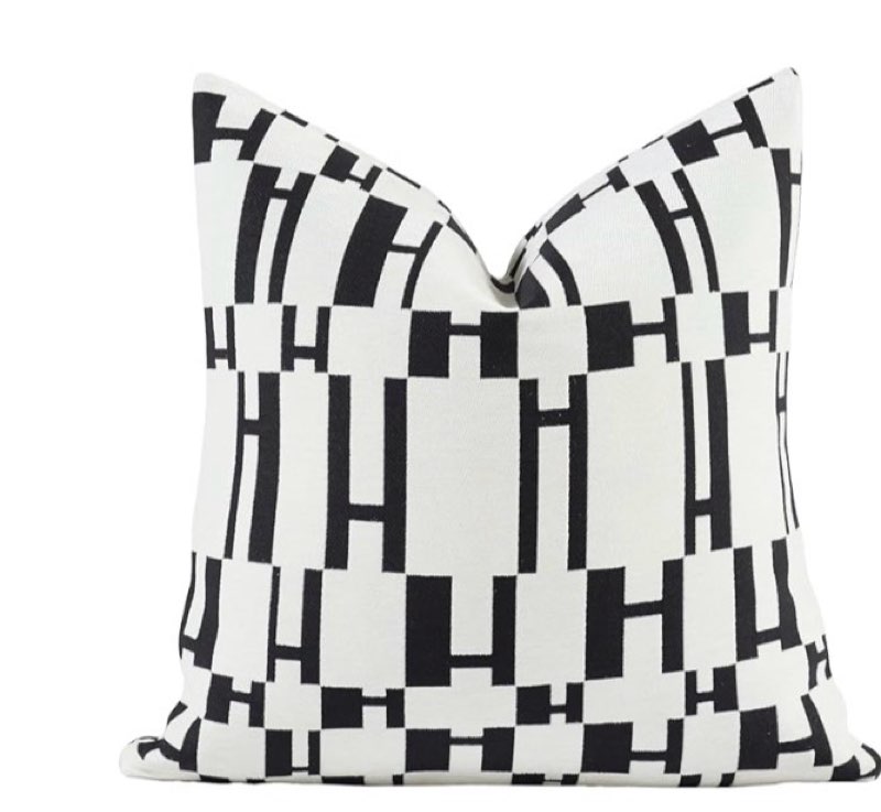 croker horse new 22x22'' inches throw pillow cushion covers - black h letter white color chenille jacquard embroidery luxury modern style couch sofa bed pillow cover for living room bedroom black h 22" x 22" (pack of 1)