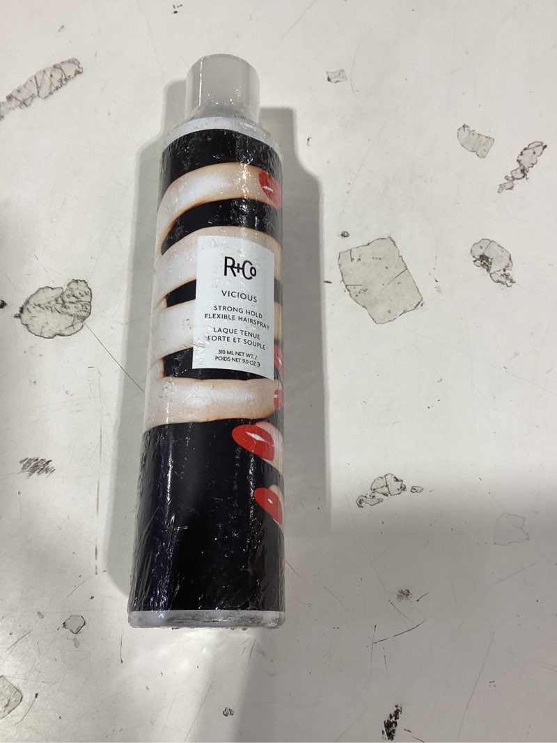 Condition photo showing New/Like New for r+co vicious strong hold flexible hairspray – long-lasting hold & flexibility, controls frizz & adds shine, all hair types 9.5 fl oz (pack of 1)