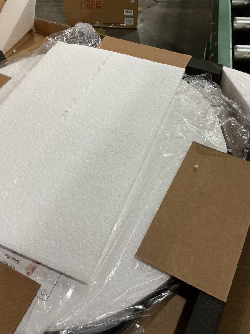 Condition photo showing New/Like New for VooBang Black Scalloped Circle Mirror, 20" Wavy Edge Round Wall Mirror with Tempered Glass Textured Circular Metal Deep Frame, Hanging Leaning for Bathroom, Hallway, Entryway, Livng Room Black 20"L x 20"W