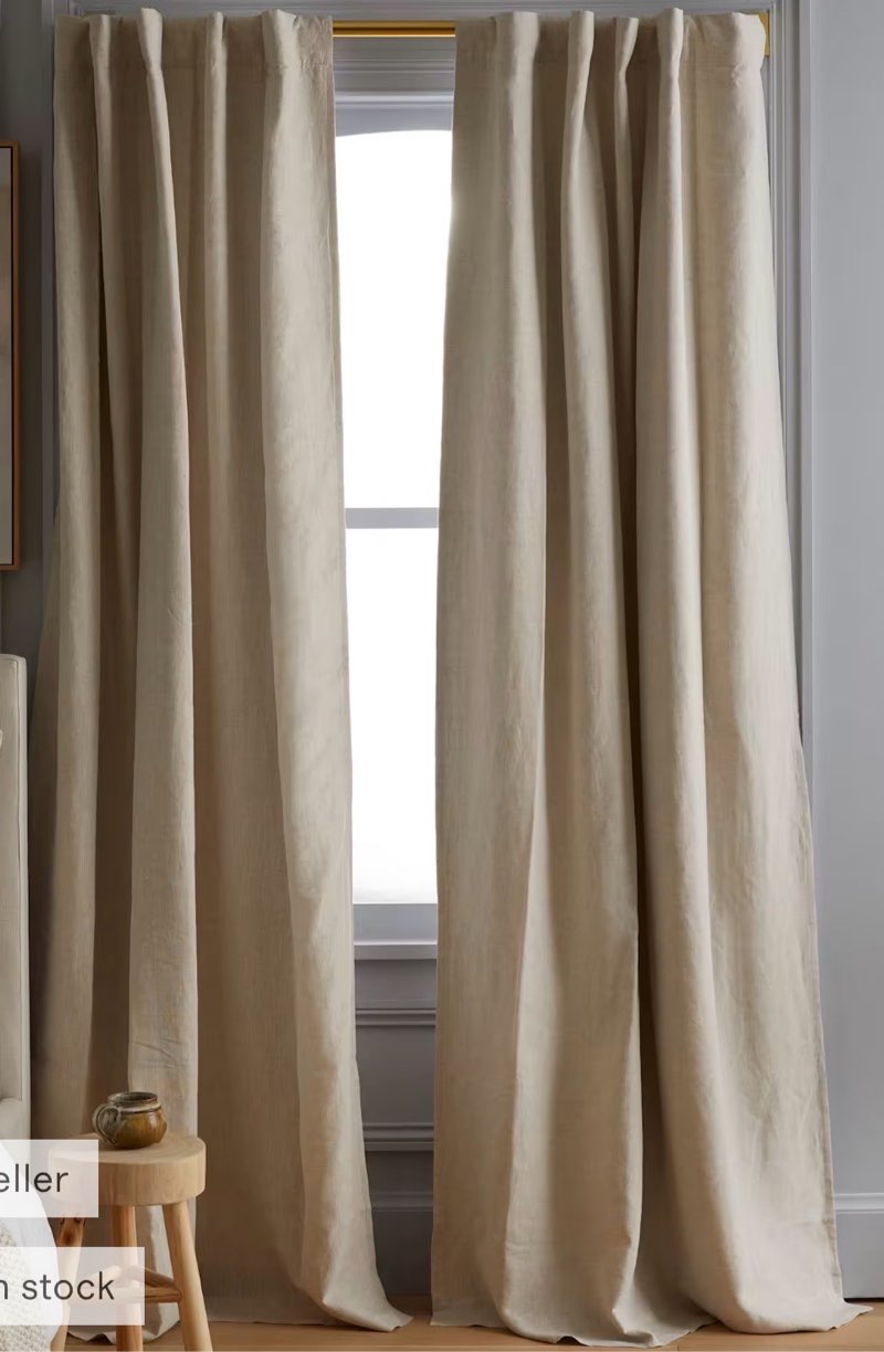 quince textured cotton curtian 48”x96” sand
