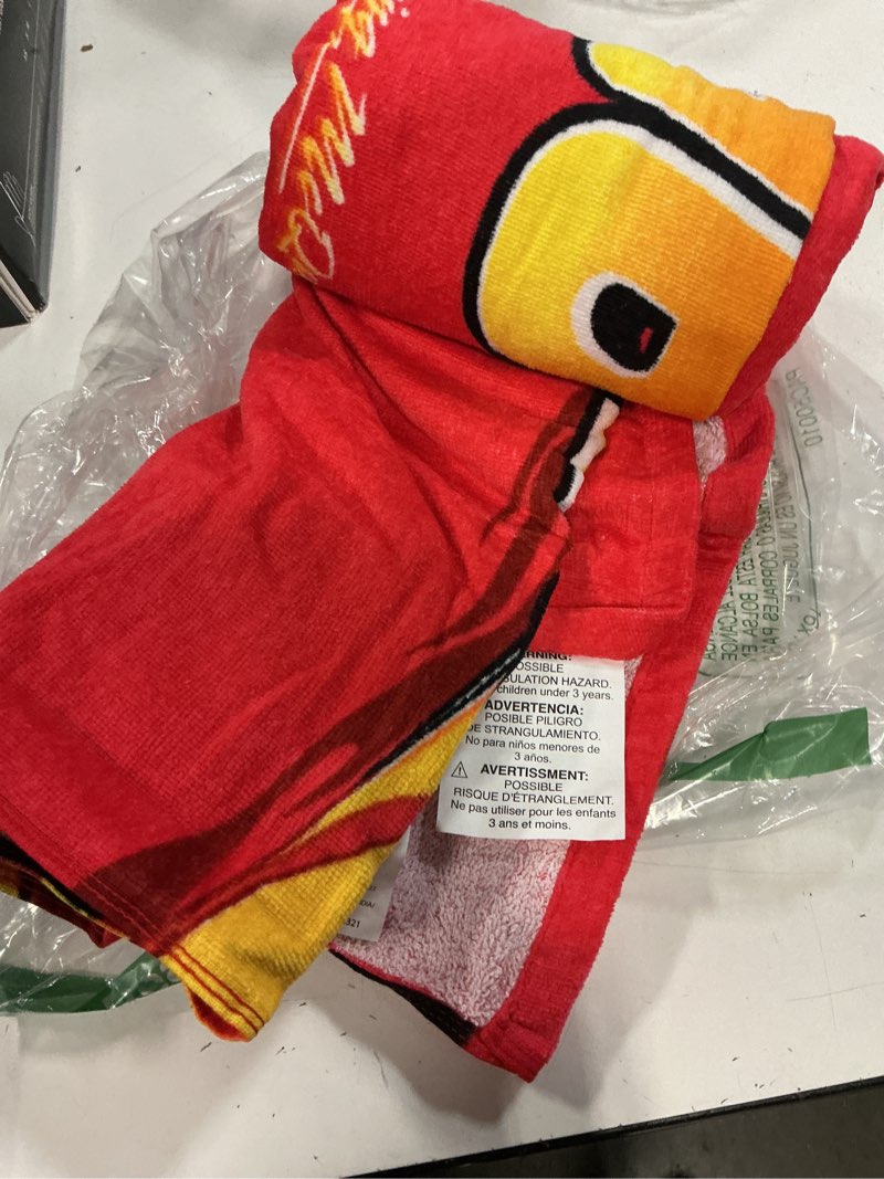 Condition photo showing Good Condition for jay franco kids hooded towel – 22" x 51" super soft bath wrap with 3d hood, beach, pool & travel, official licensed product, red - cars red - cars 22” x 51”