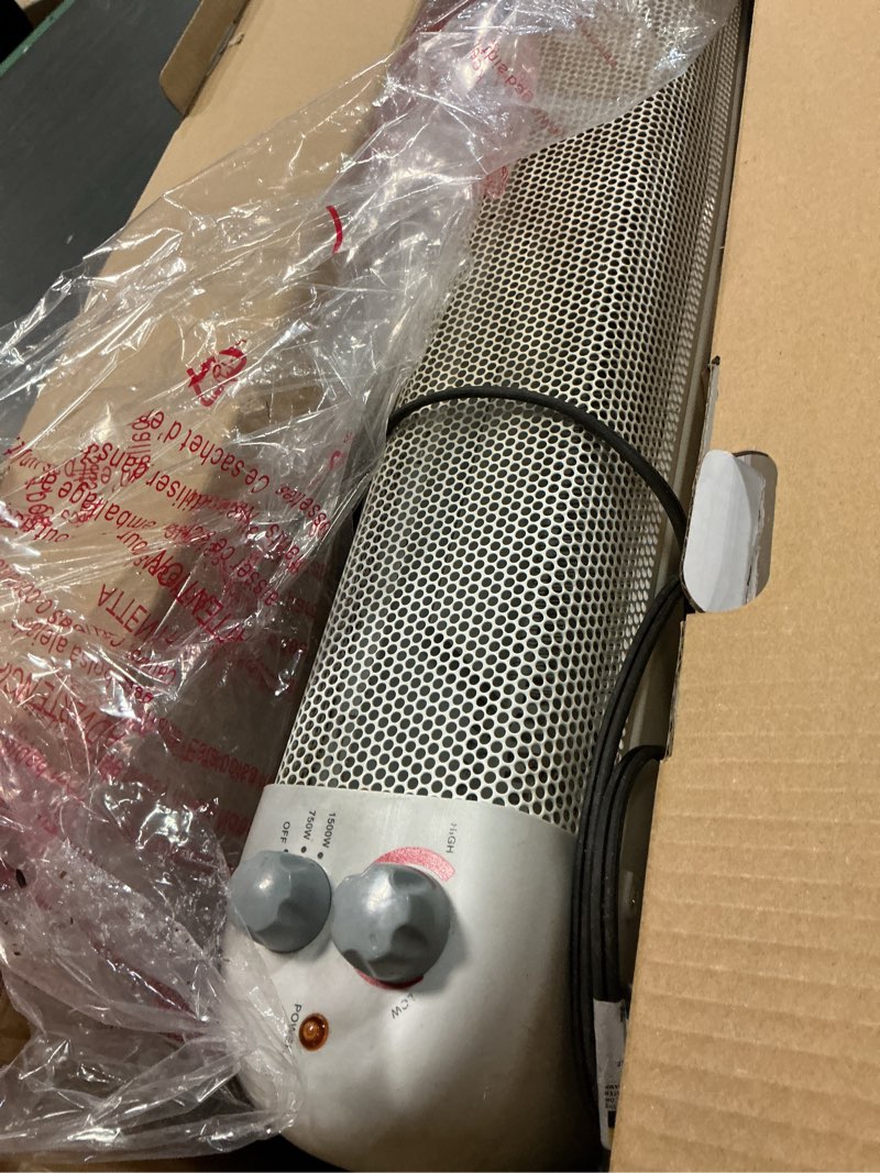 Condition photo showing As Is for Comfort Zone Electric Baseboard Space Heater with Adjustable Thermostat, Dent-Proof End Panels, Overheat Protection, Tip-Over Switch, & Stay-Cool Body, Ideal for Home, Bedroom, & Office, 1,500W, CZ600 White