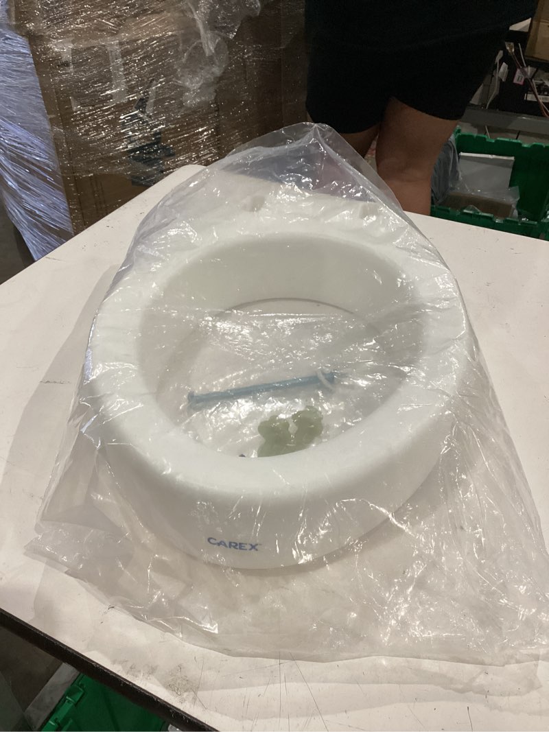 Condition photo showing Good Condition for carex toilet seat riser, round raised toilet seat adds 3.5 inches to toilet height, for assistance bending or sitting, 300 pound weight capacity toilet riser