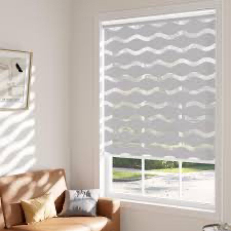 LazBlinds No Drill Cordless Zebra Blinds for Indoor Windows, Dual Layer Light Control Roller Shades 