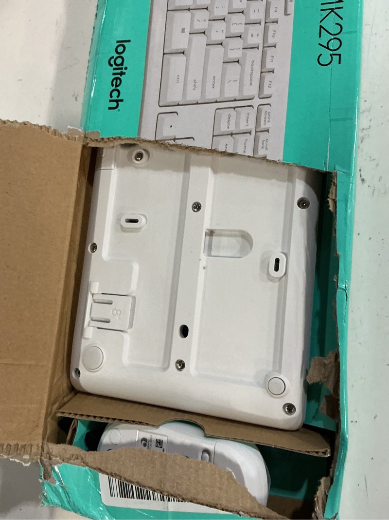 Condition photo showing As Is for logitech mk295 wireless mouse & keyboard combo with silenttouch technology, full numpad, advanced optical tracking, lag-free wireless, 90% less noise - off white off-white