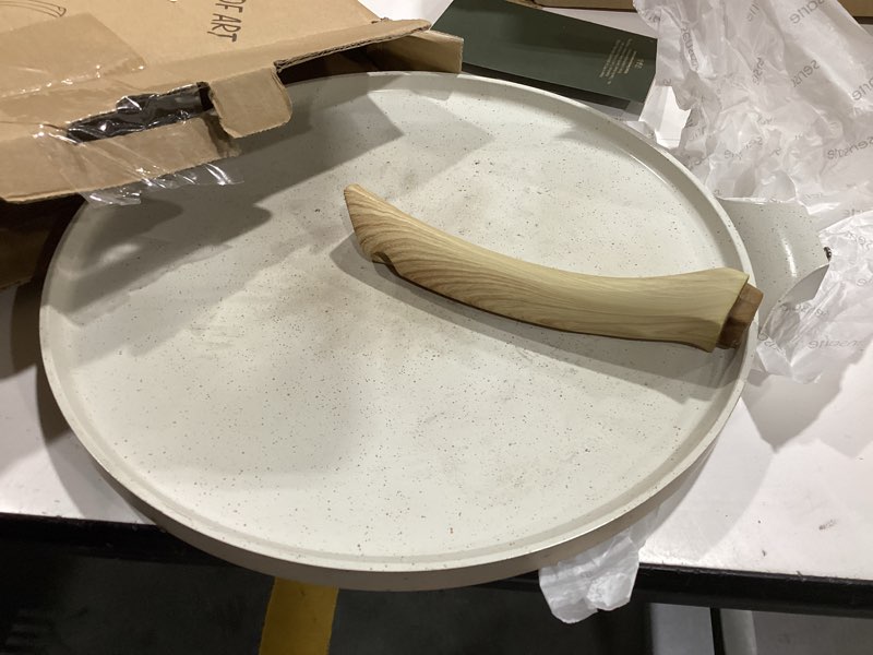 Condition photo showing Good Condition for sensarte nonstick crepe pan with spreader, 12-inch natural ceramic coating dosa pan pancake flat skillet tawa griddle with stay-cool handle, induction compatible (white) white 12 inch