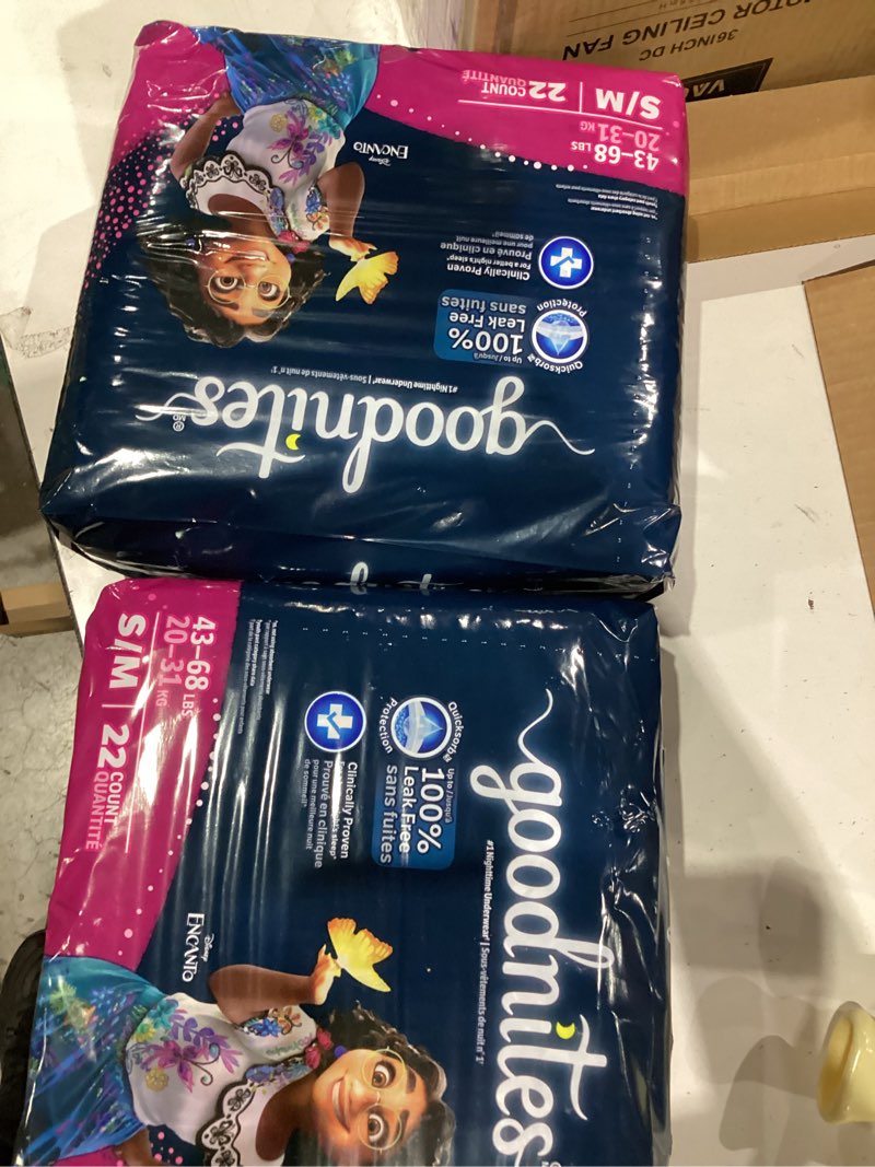 Condition photo showing New/Like New for Goodnites Girls' Nighttime Bedwetting Underwear, Size S/M (43-68 lbs), 44 Ct (2 Packs of 22), Packaging May Vary Small/Medium 44
